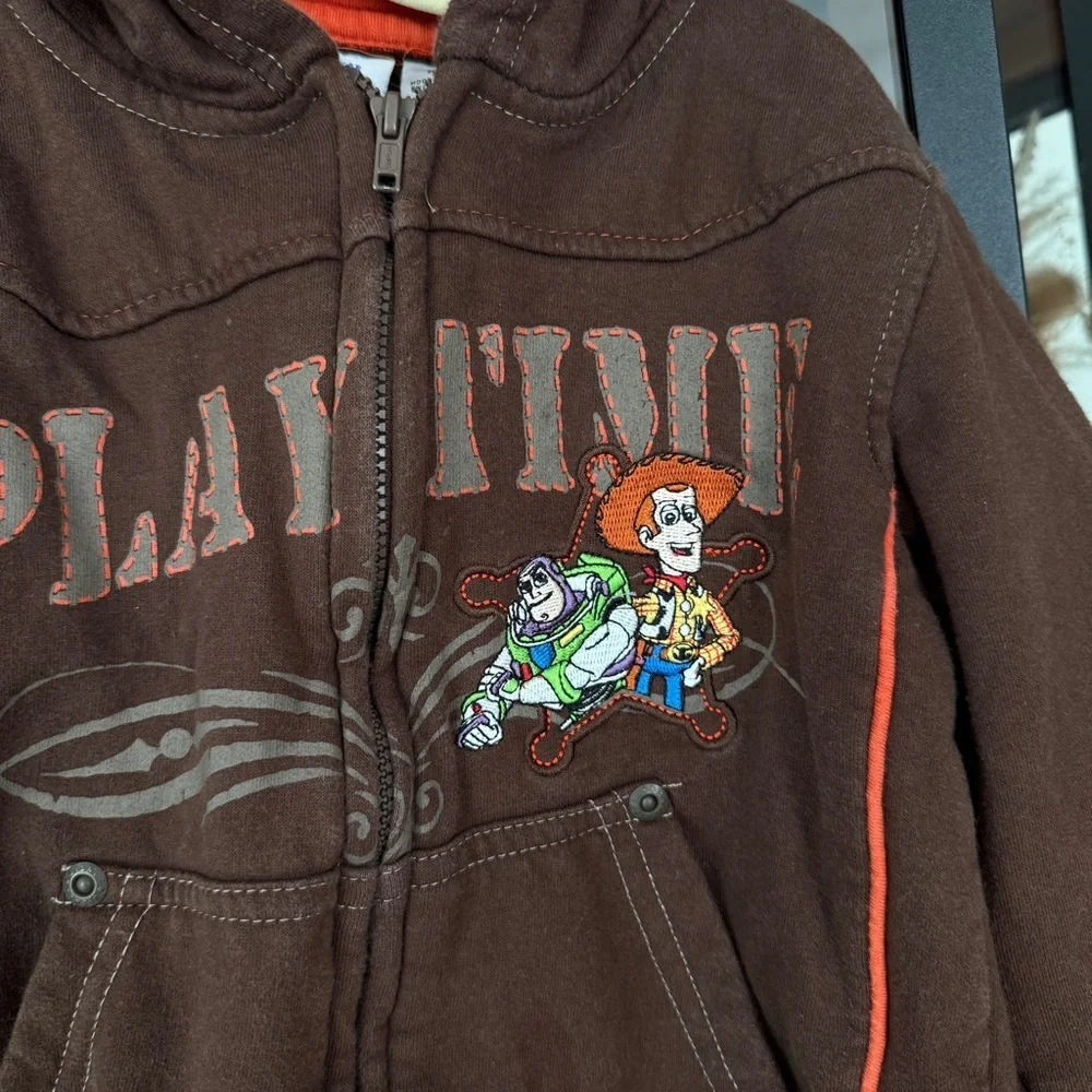 Vintage Disney y2k hoodie sweatshirt Toy Story toddler zipup embroidered woody